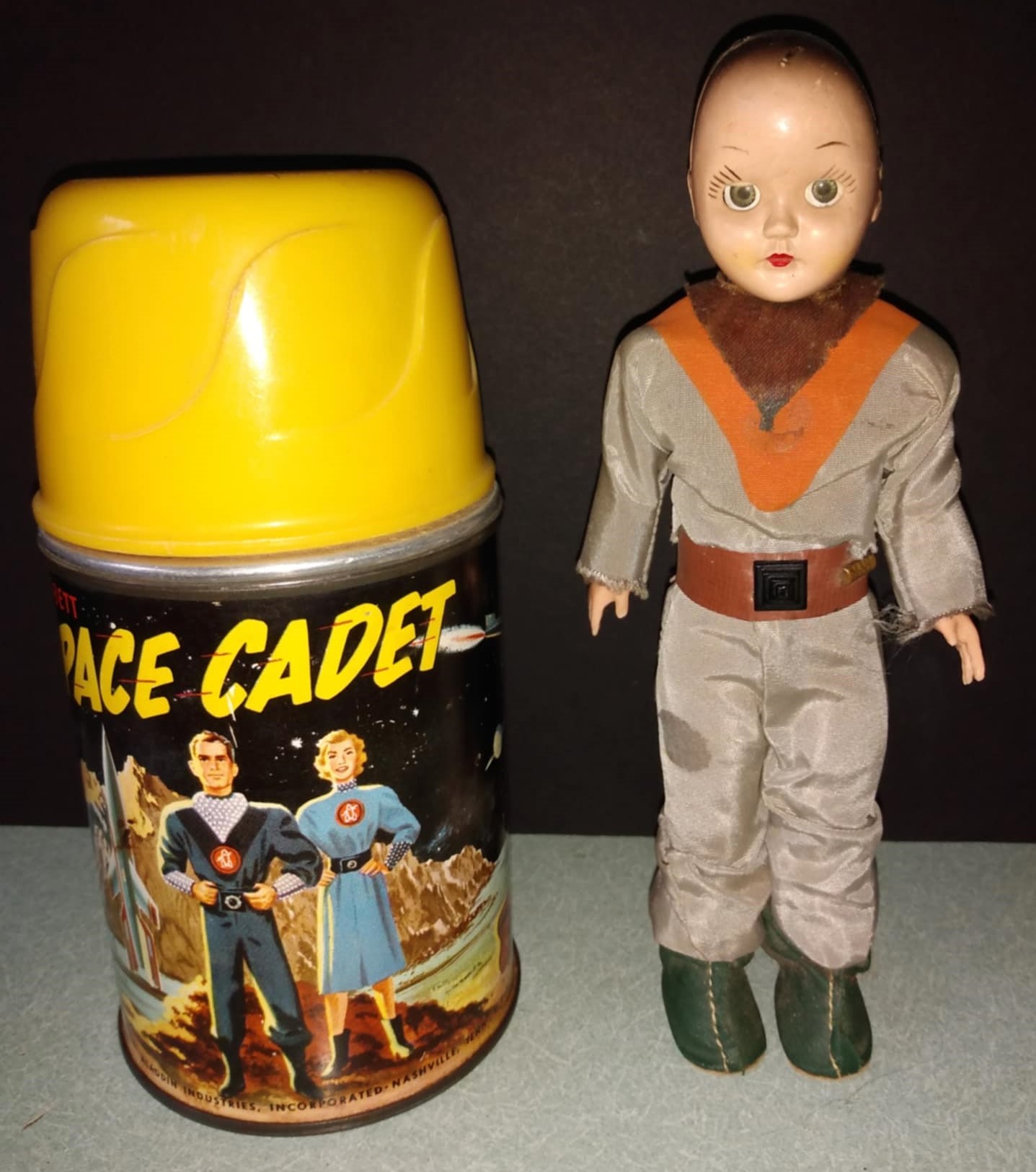 Vintage space cadet doll and thermos for sale