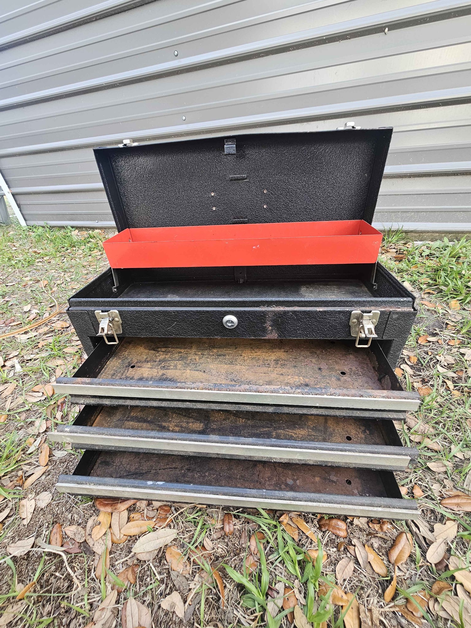 Vintage Craftsman Rally Box Metal Tool Box 3 Drawers Mechanics Toolbox ...