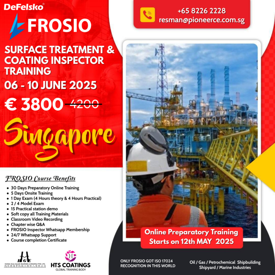HTS - The FROSIO Coating Inspector Course is heading to SINGAPORE! 🚀 🌟 ...