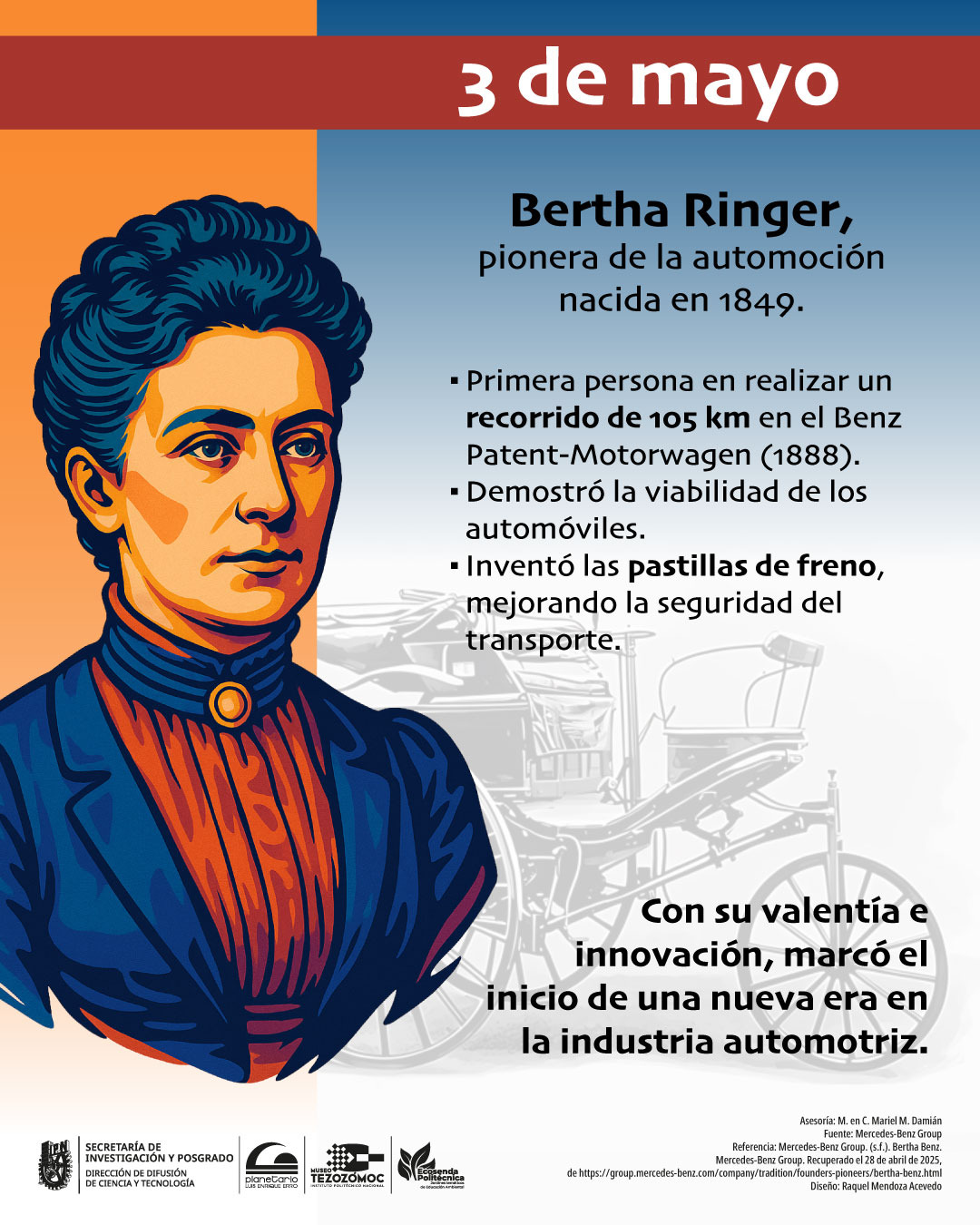 🚗 Bertha Ringer: La mujer que... - Museo Tezozómoc IPN | Facebook