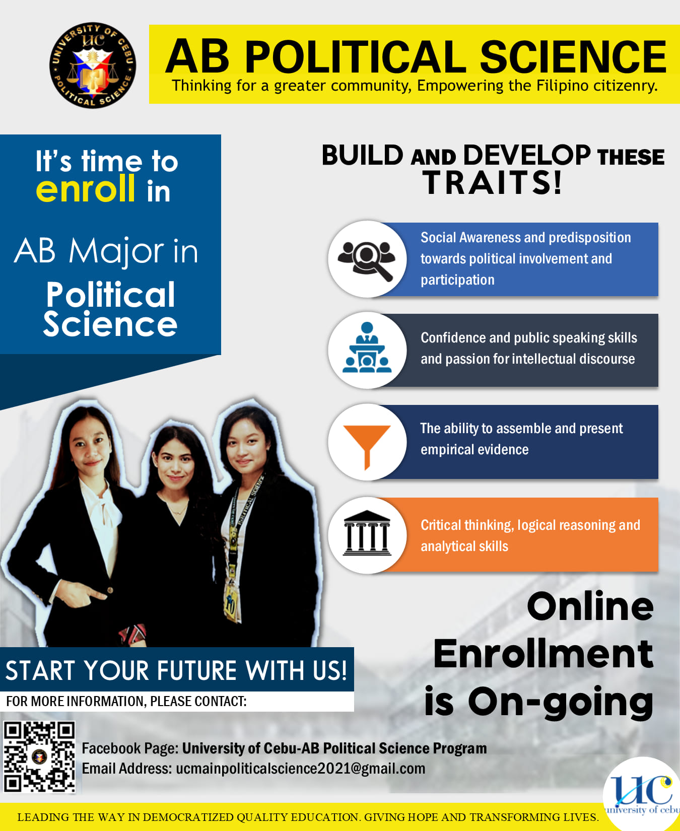 Enro... - University of Cebu - AB in Political Science Program | Facebook