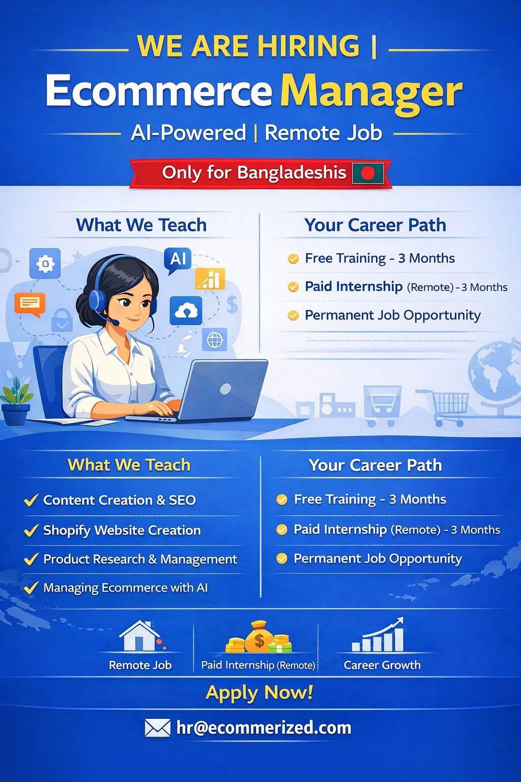 Freshers Job BD | 𝐖𝐞 𝐚𝐫𝐞 𝐡𝐢𝐫𝐢𝐧𝐠 | 𝐄𝐜𝐨𝐦𝐦𝐞𝐫𝐜𝐞 𝐌𝐚𝐧𝐚𝐠𝐞𝐫 | 𝐅𝐫𝐞𝐞 𝐓𝐫𝐚𝐢 ...