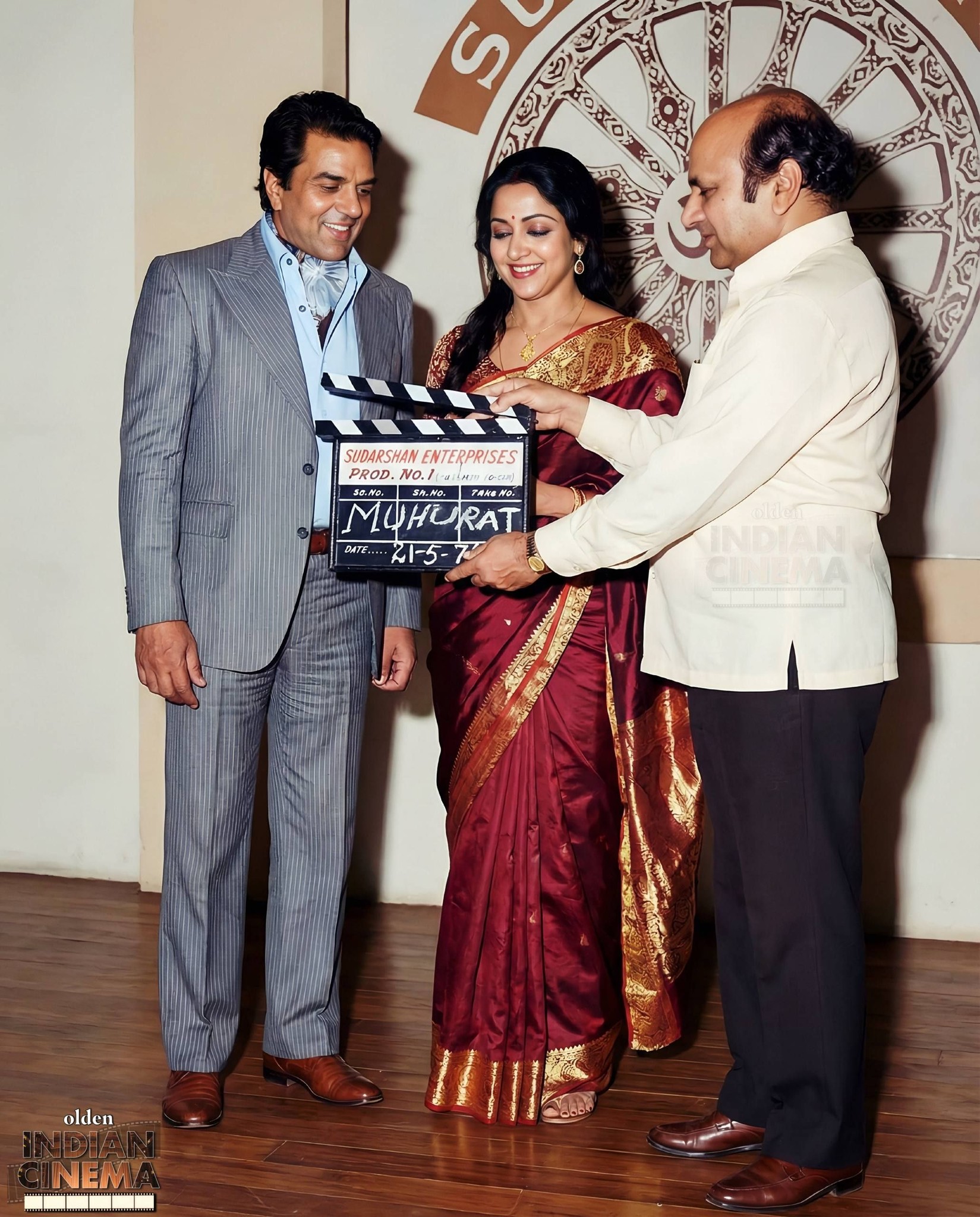 Olden - Dharmendra, Hema Malini Gulshan Rai together at the muhurat of ...