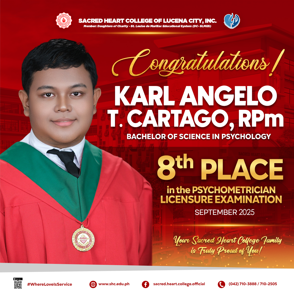 Sacred - Congratulations, Karl Angelo T. Cartago, RPm! 🎓 We proudly ...