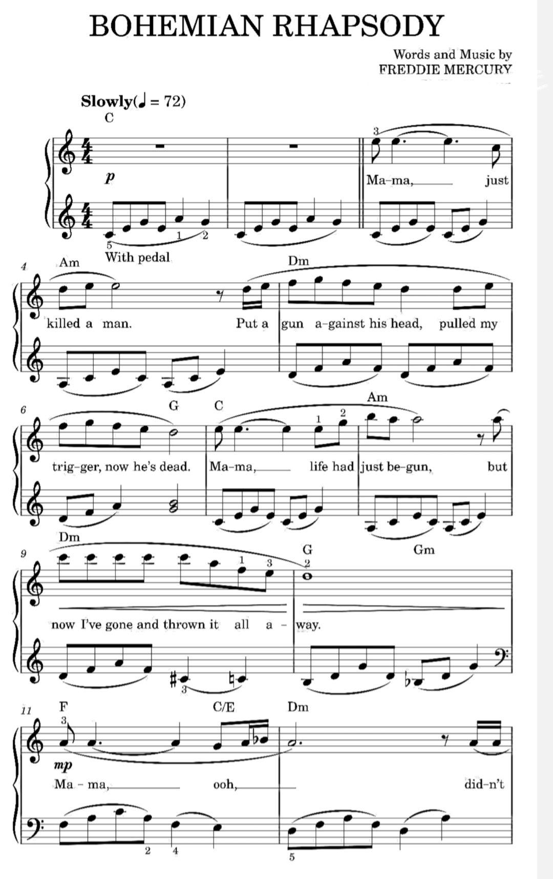 Bohemian Rhapsody Freddie Mercury... - Popular Piano Pieces | Facebook