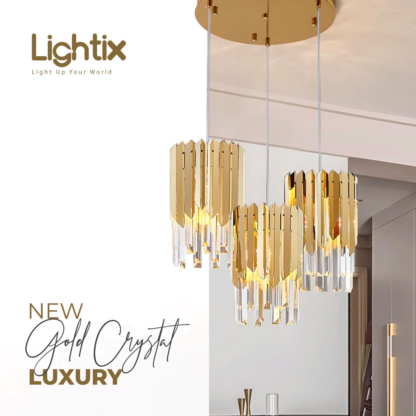 Lightix - NEW from Lightix.. Gold Crystal Chandelier Out...