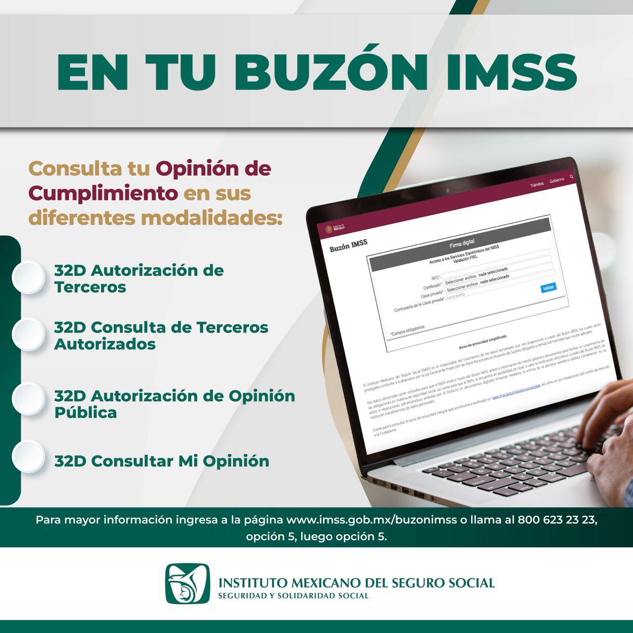 IMSS - 📩 En tu Buzón IMSS consulta tu Opinión de Cumplimiento en sus ...