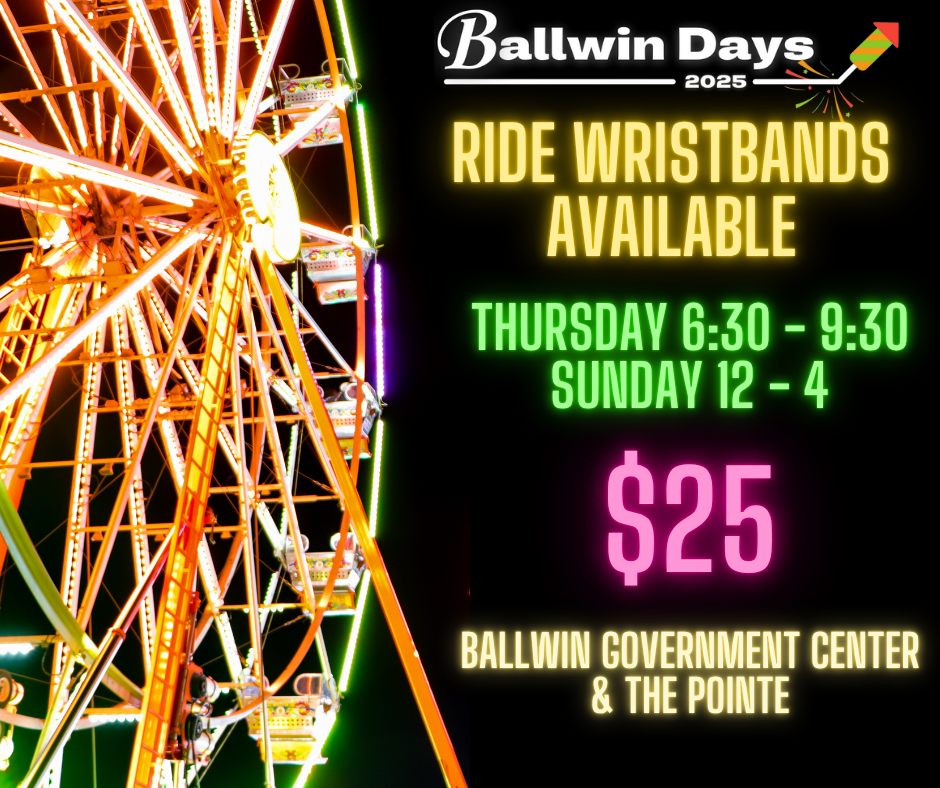🎡Wristband vouchers for... - City of Ballwin, MO - Government | Facebook