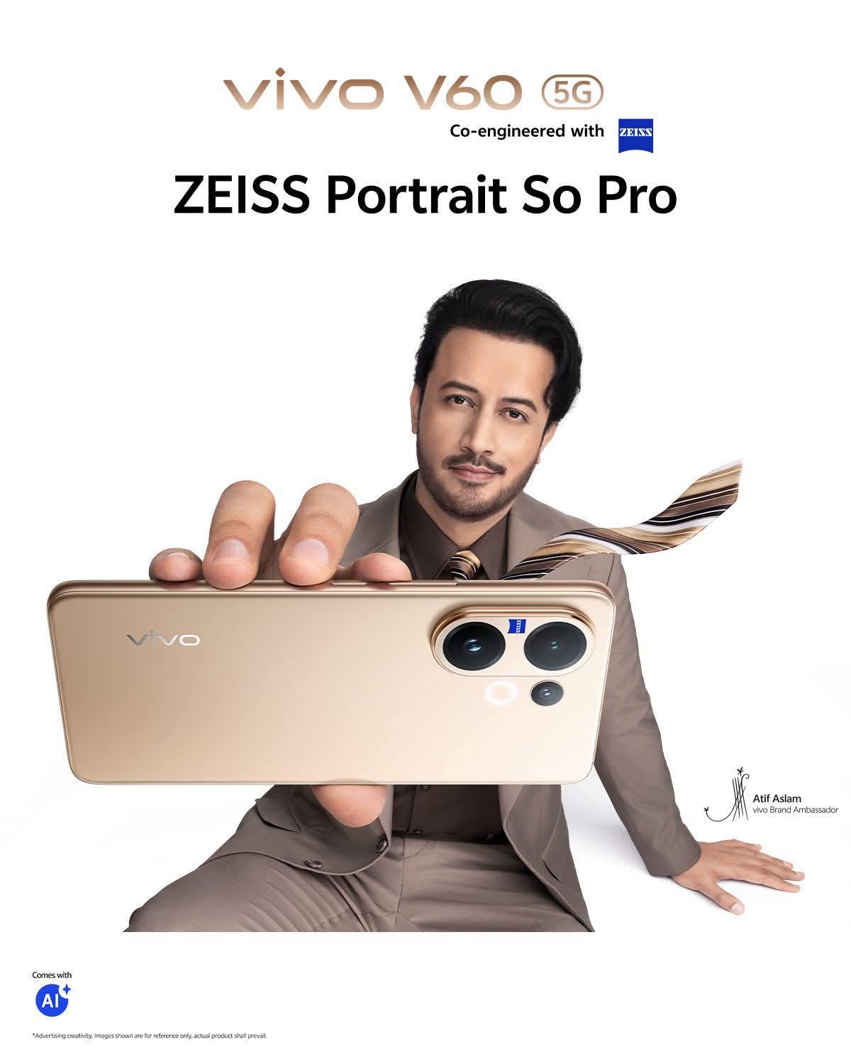 Meet the vivo V60 with Atif Aslam – featuring a 50MP ZEISS Super