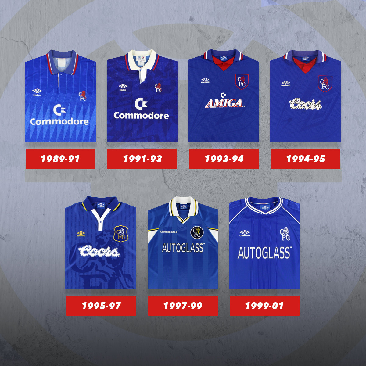 Chelsea 1993 Home by Umbro 🔵 The Amiga sponsor 😍