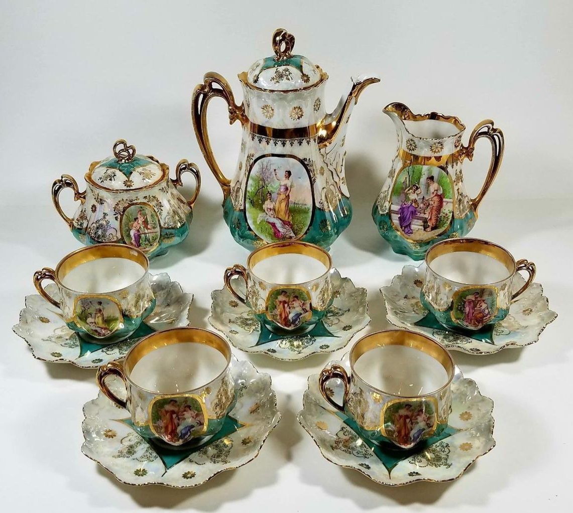 ANTIQUE MZ AUSTRIA (MORITZ ZDEKAUER) 1884-1909 PORCELAIN COFFEE