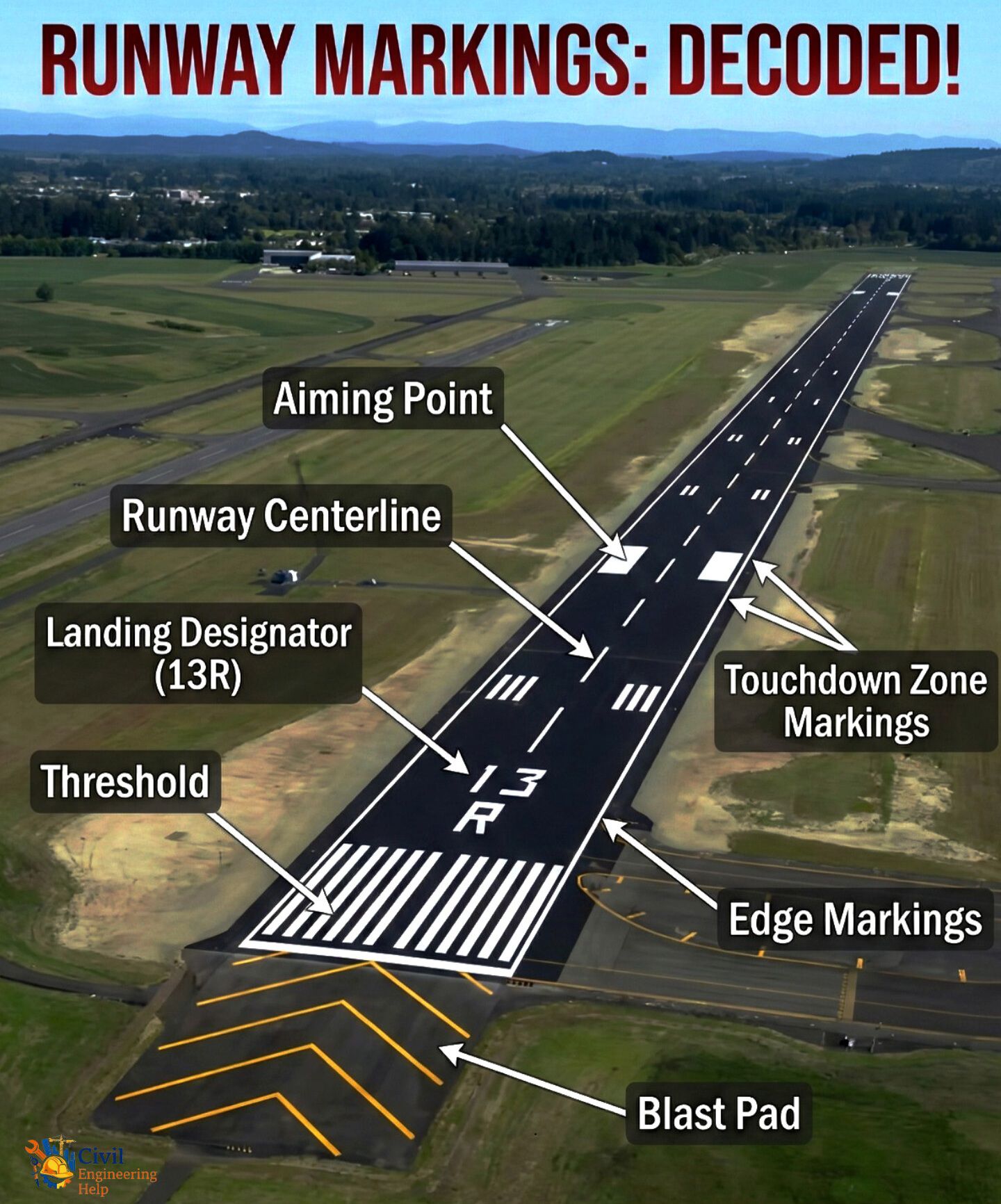 Civil - Runway Markings Decoded #RunwayMarkingName #Runway # ...