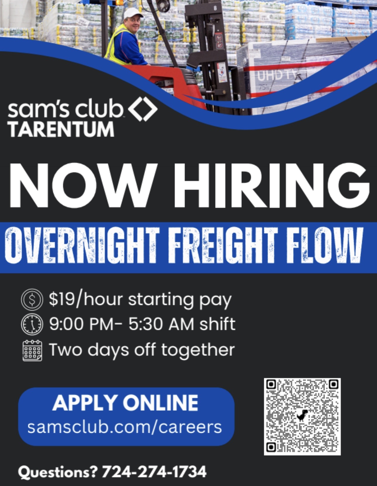 Sam's - NEW JOB OPENINGS! We are now hiring for an overnight freight ...