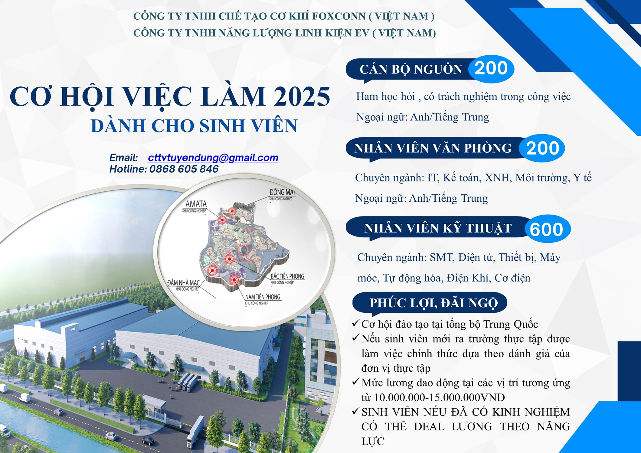 Tuyển - 🏭 CÔNG TY TNHH CHẾ TẠO CƠ KHÍ FOXCONN ( VIỆT NAM ) & CÔNG TY ...