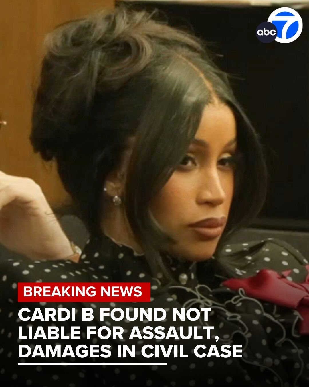 ABC7 News - A Los Angeles jury found Cardi B not liable in... | Facebook