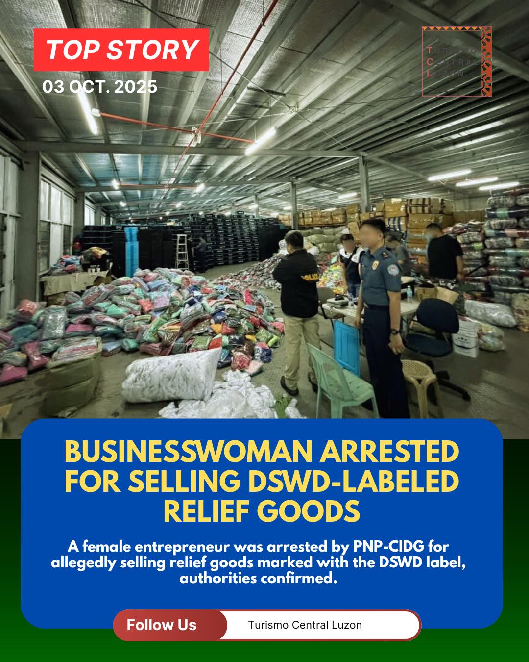 Turismo - BUSINESSWOMAN ARRESTED FOR SELLING DSWD-LABELED RELIEF GOODS ...