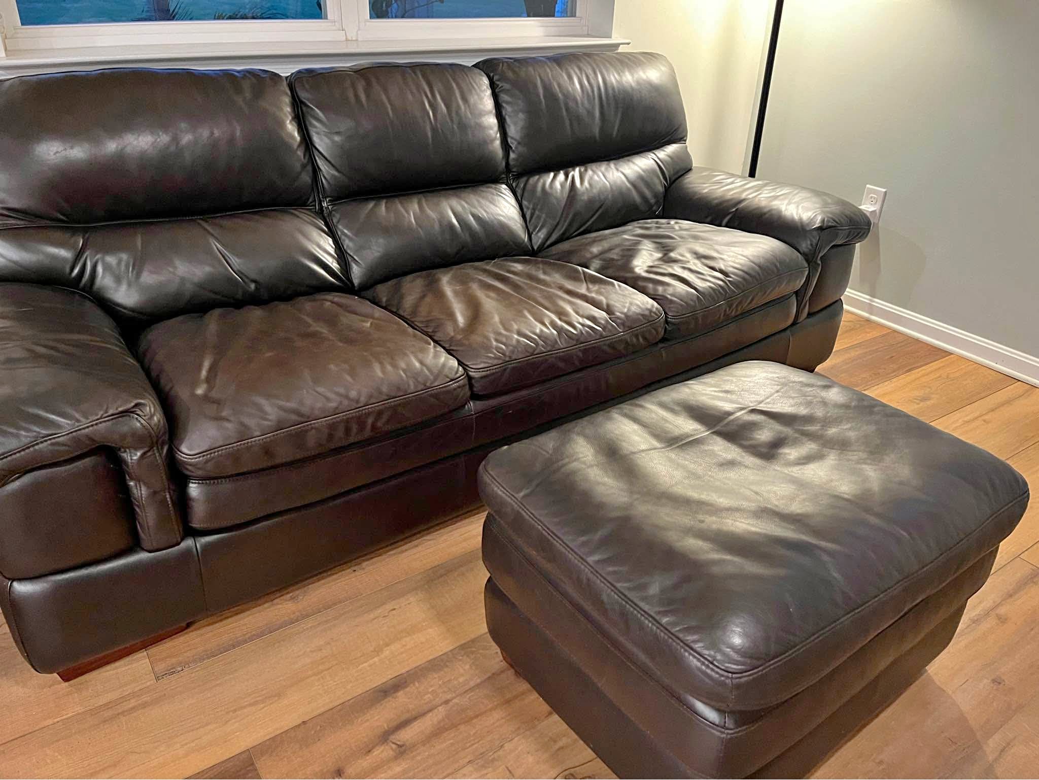 Leather Couch & Ottoman-looking to move - Sofas, Loveseats & Sectionals