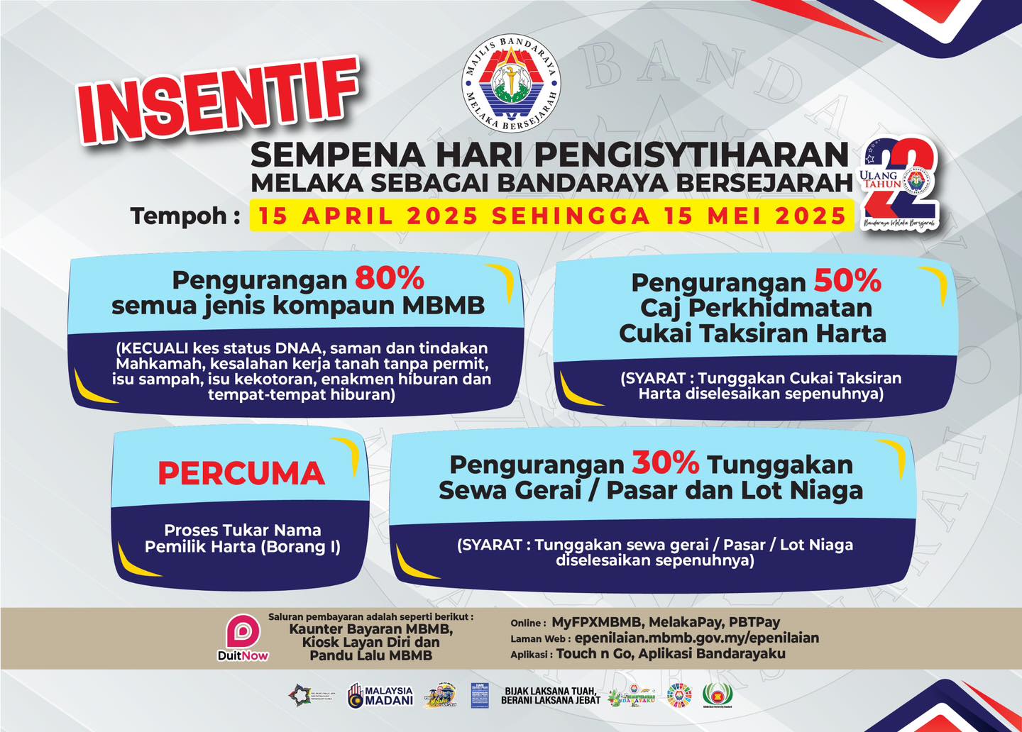 古城故事多Best - MAKLUMAN INSENTIF SEMPENA HARI PENGISYTIHARAN MELAKA ...