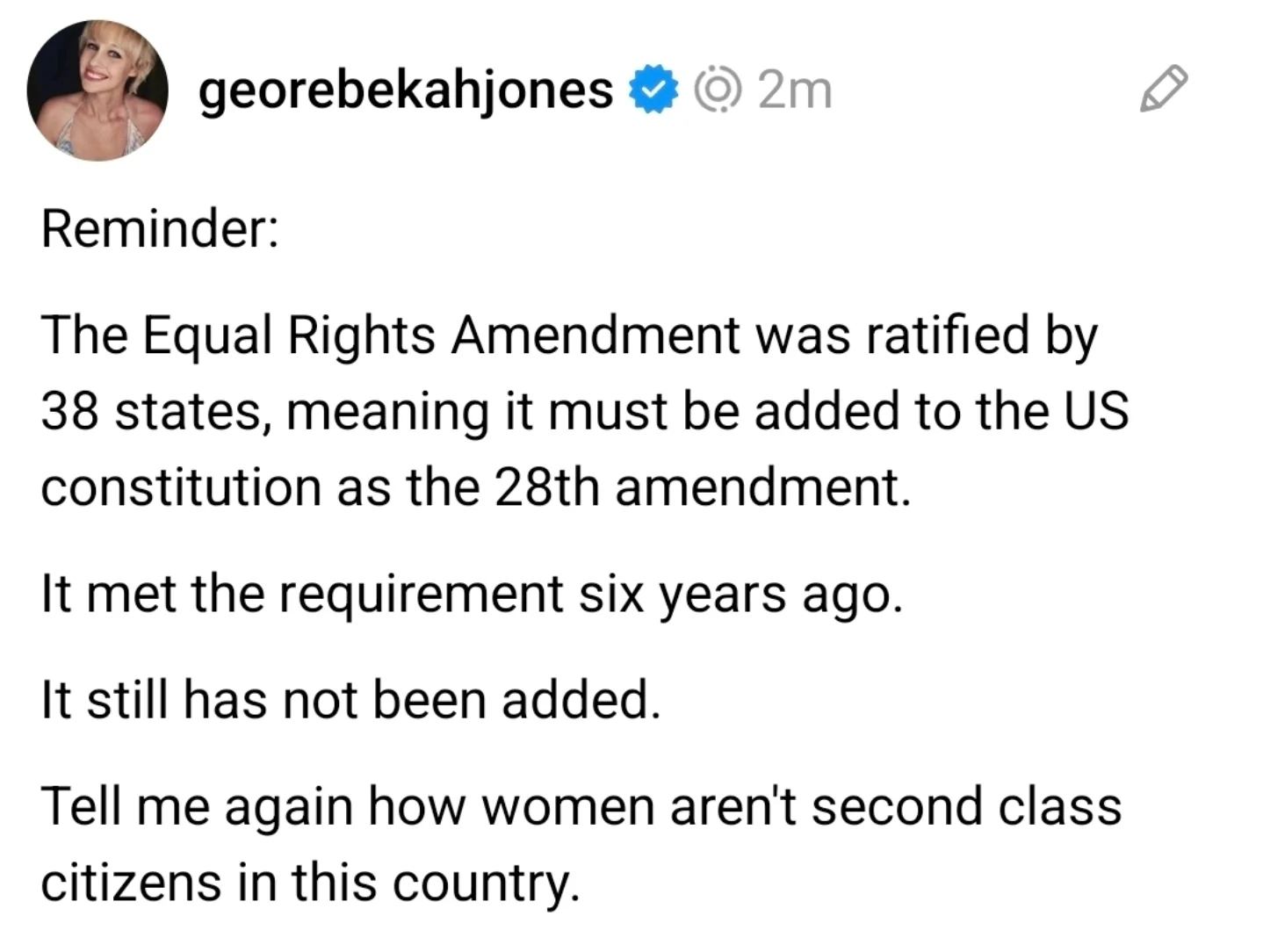 Rebekah - Reminder: The Equal Rights Amendment was ratified by 38 ...