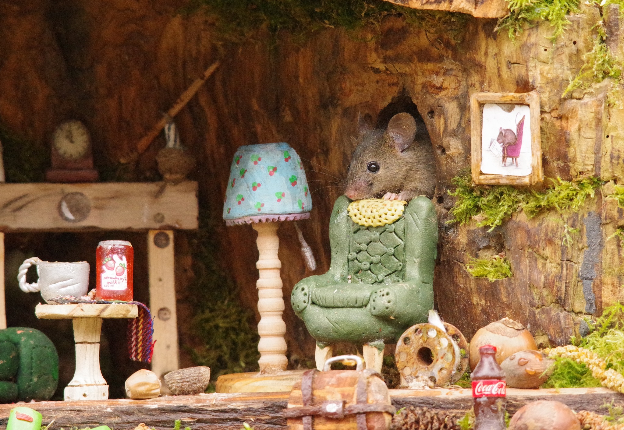 George the Mouse in... - George the Mouse in a log pile house