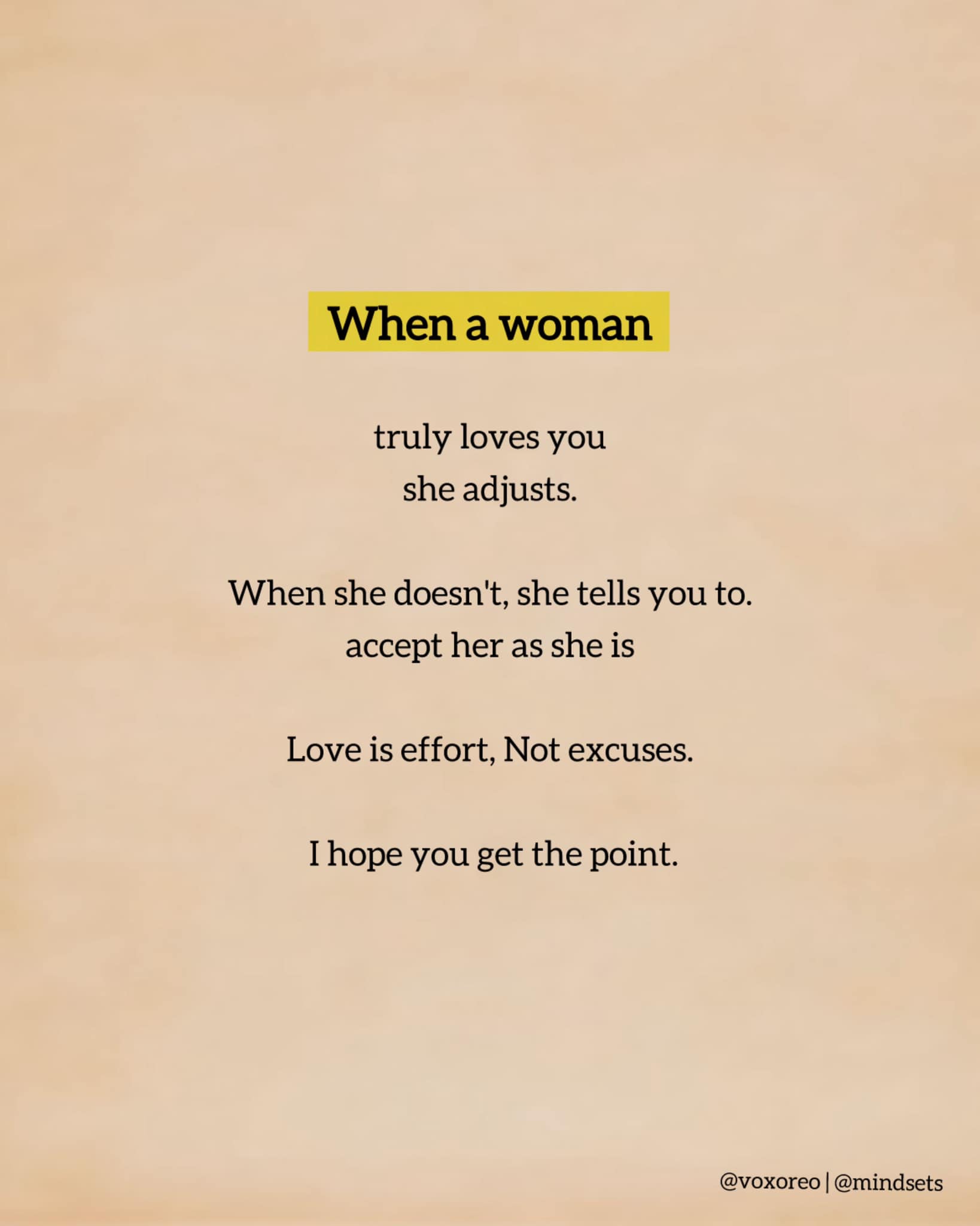 Mindsets - 🍀🪐🙌 When a woman truly loves you she adjusts. When she doesn ...
