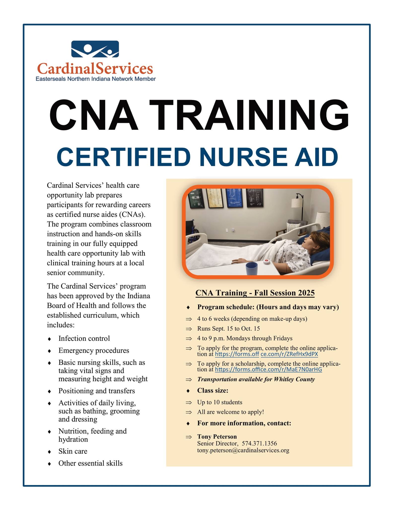 Cardinal - We are happy to announce the Fall Session of our CNA ...
