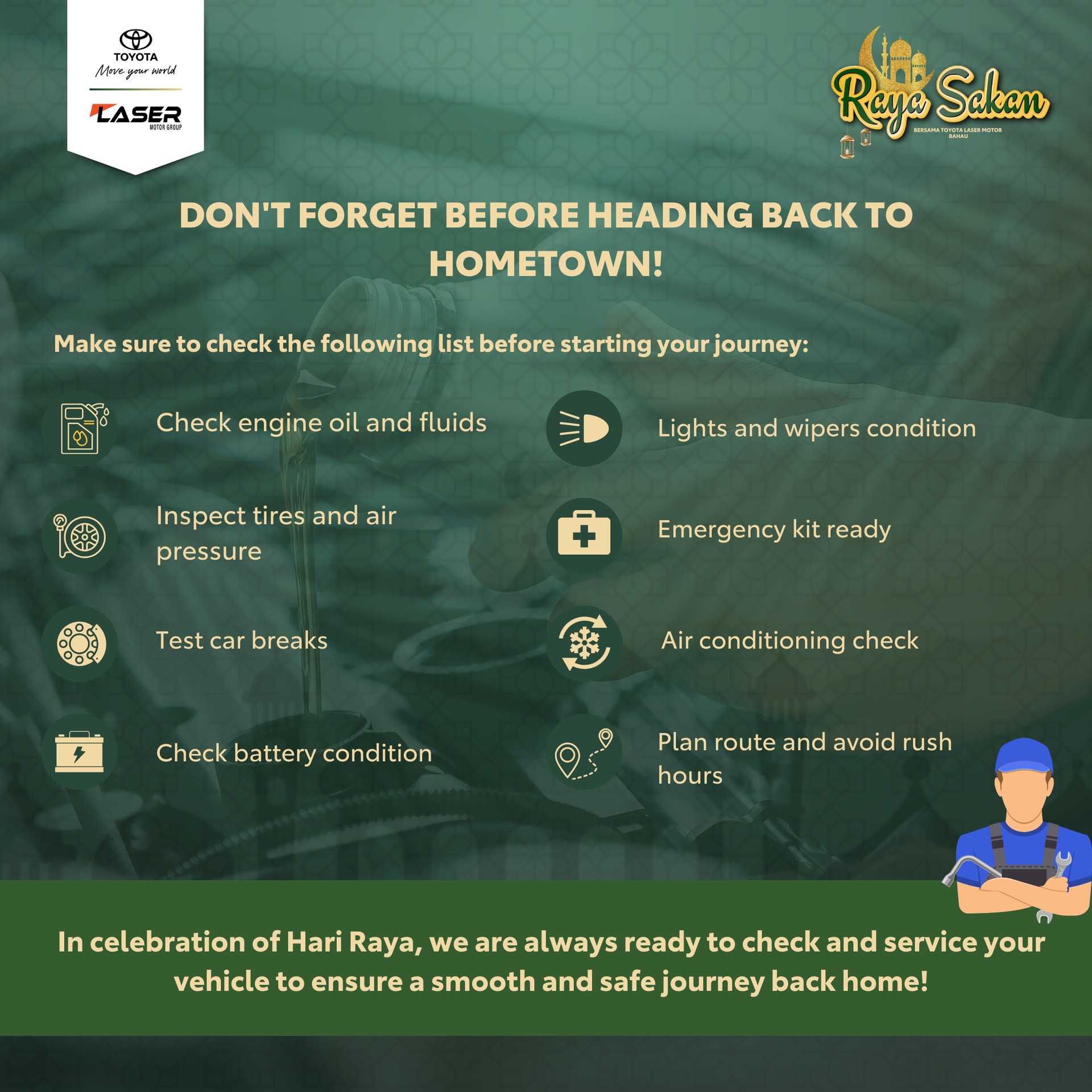 🚗 Raya Balik Kampung Checklist! 🚗 Before you hit the road for your Raya ...