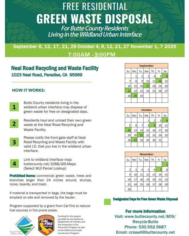 County of Butte - 🌿Final FREE Residential Green Waste... | Facebook