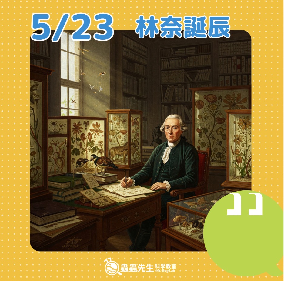 蟲蟲先生的科學教室 - 林奈誕辰 #林奈 每年的5月23日，是卡爾·林奈（Carl Linnaeus）的誕辰紀念日。這位劃時代的瑞典植物學家 ...