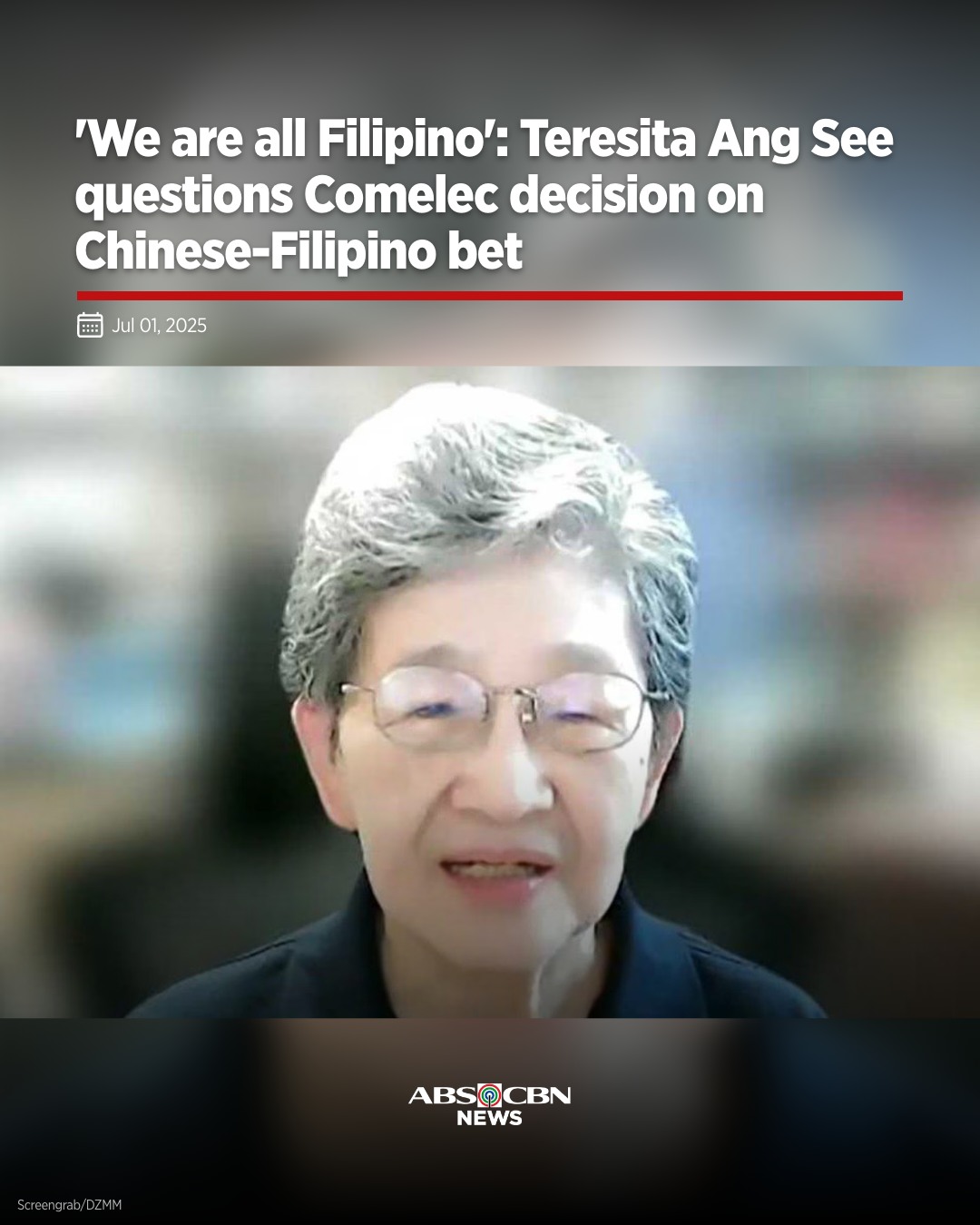 ABS-CBN News - Teresita Ang-See questioned the Comelec... | Facebook