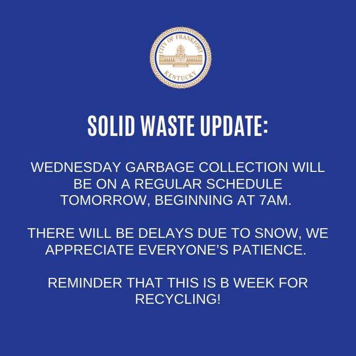 Please see the two updates... - Frankfort, KY City Government | Facebook