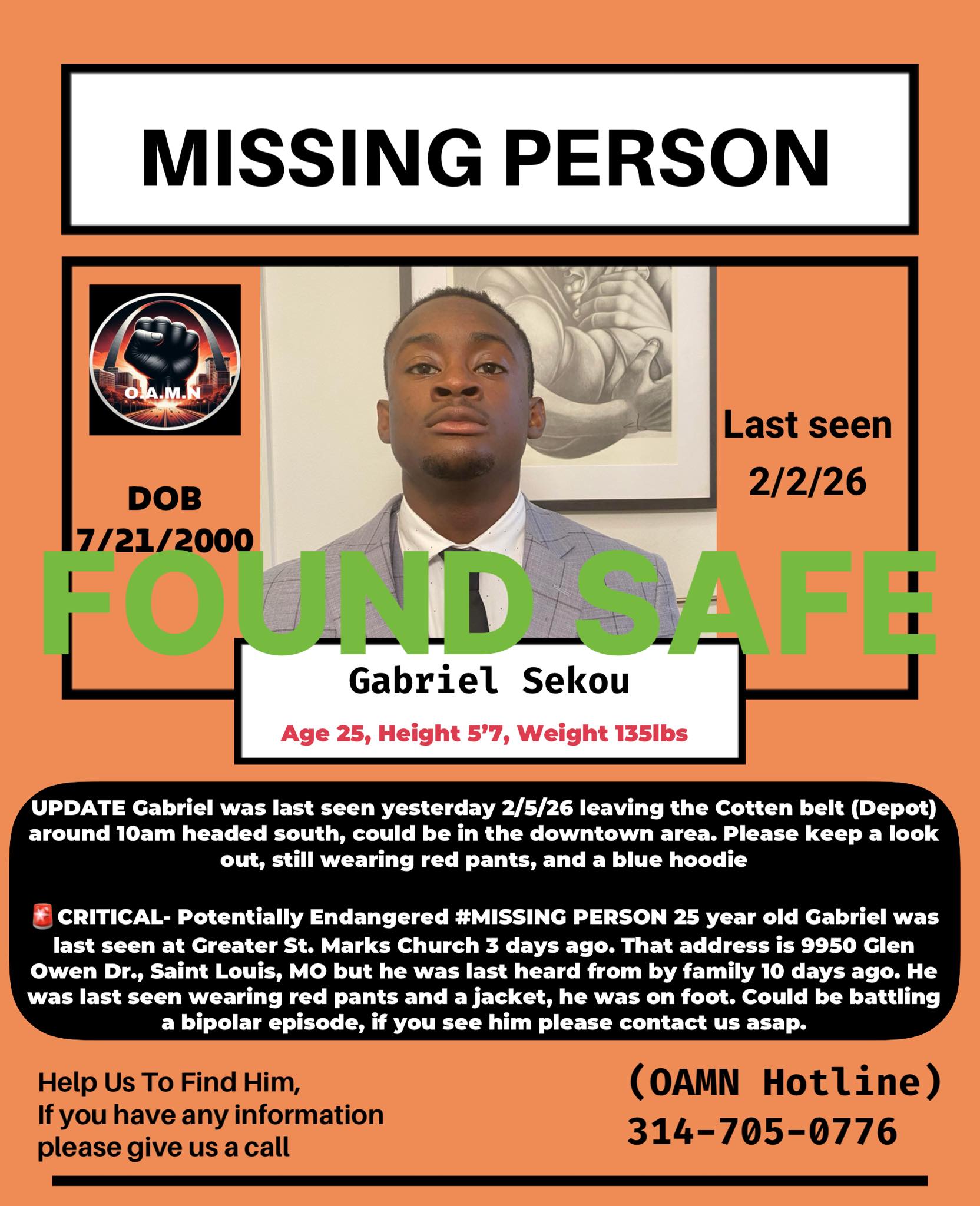 COMMUNITY UPDATE COMMUNITY UPDATE GABRIEL HAS BEEN LOCATED AND IS