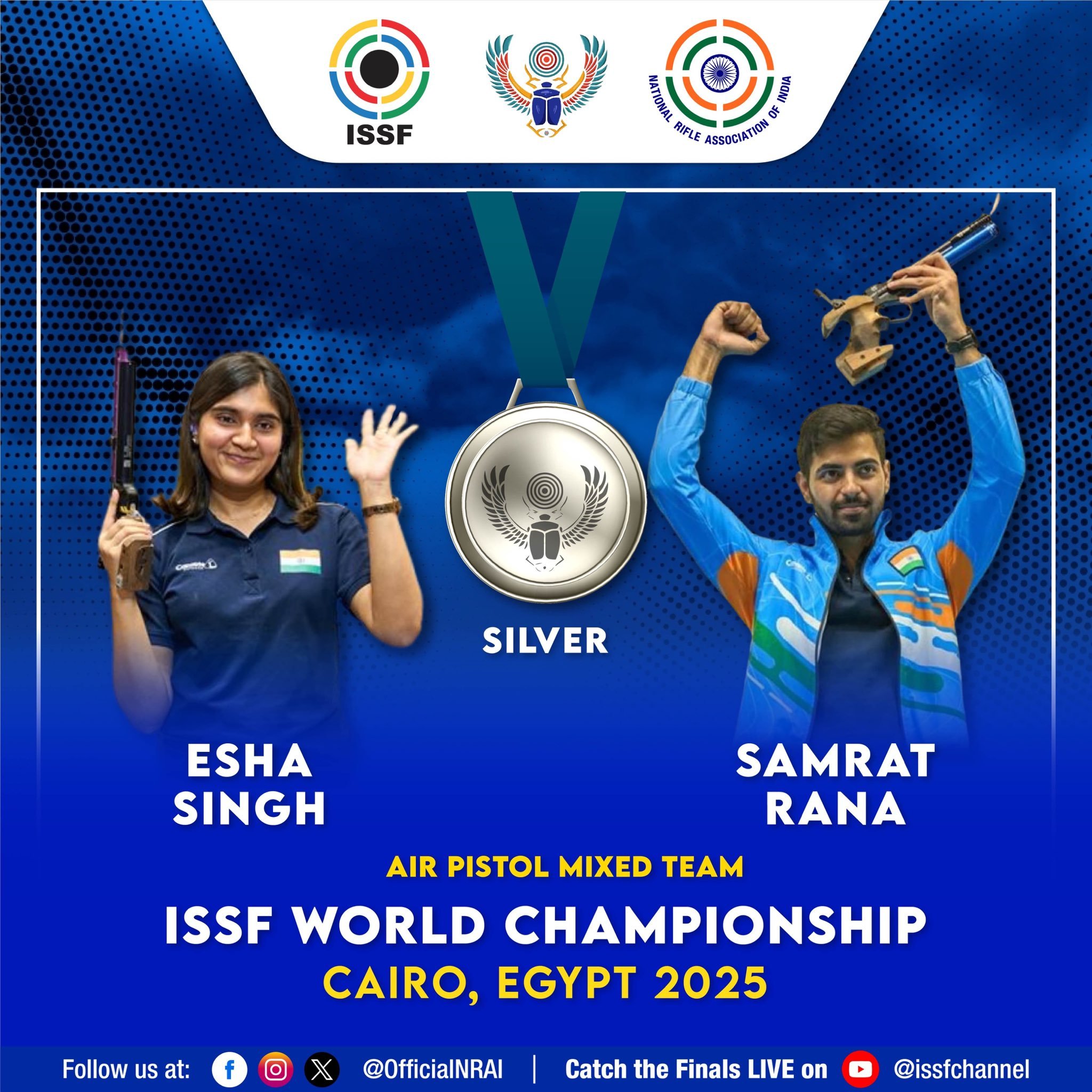 All - SILVER ‼️ 🇮🇳 Esha & Samrat win 🥈in 10m air pistol mixed team ...