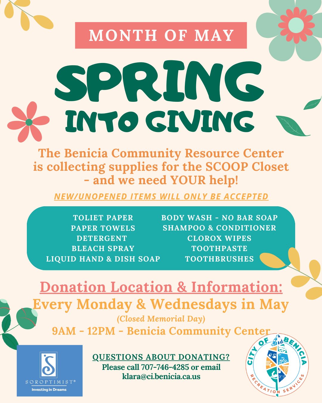 Benicia - 🌼 Spring Into Giving! 🌼 This May, the Benicia Community ...