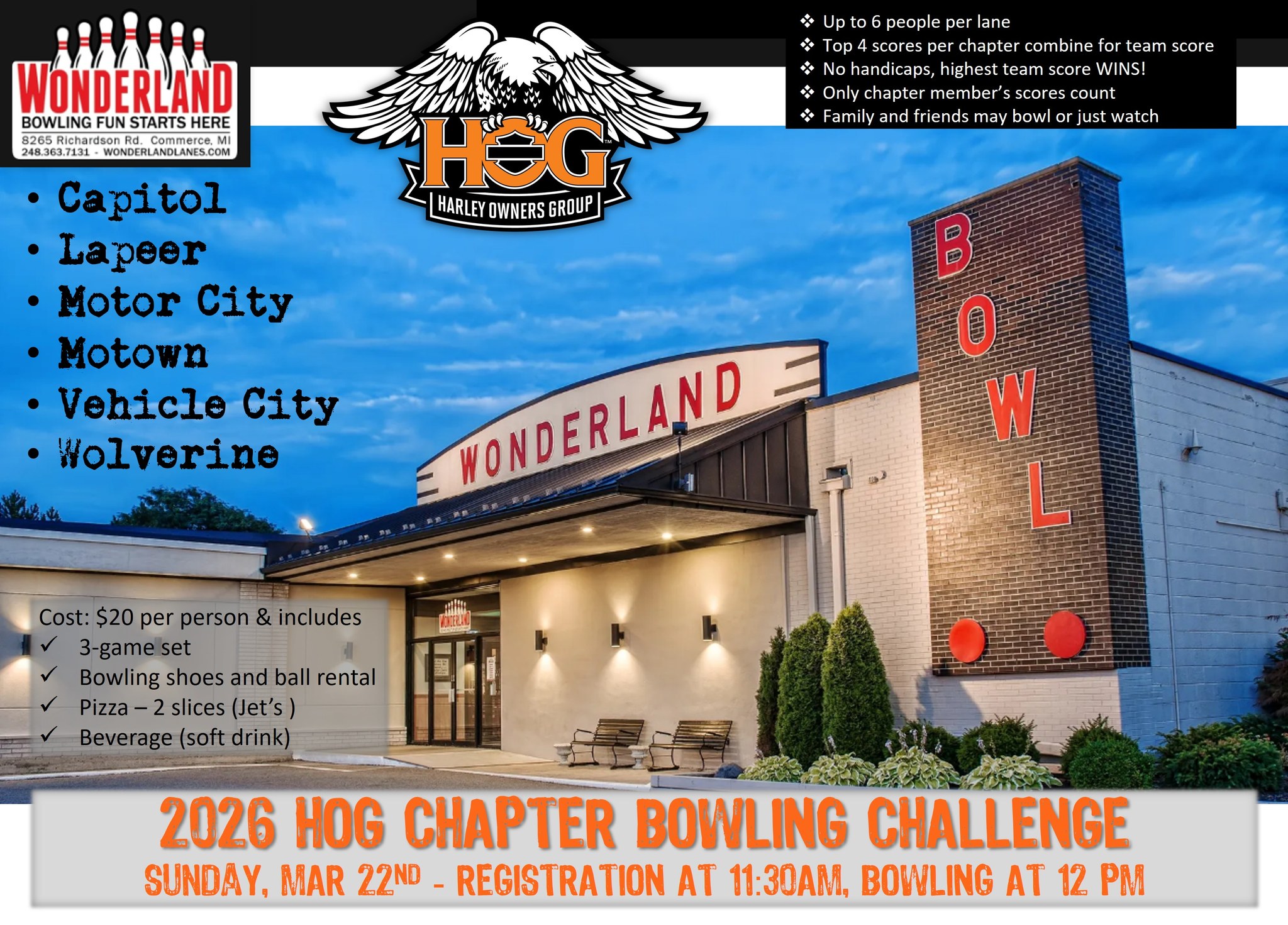 2026 HOG Chapter Bowling Challenge (Commerce, MI)