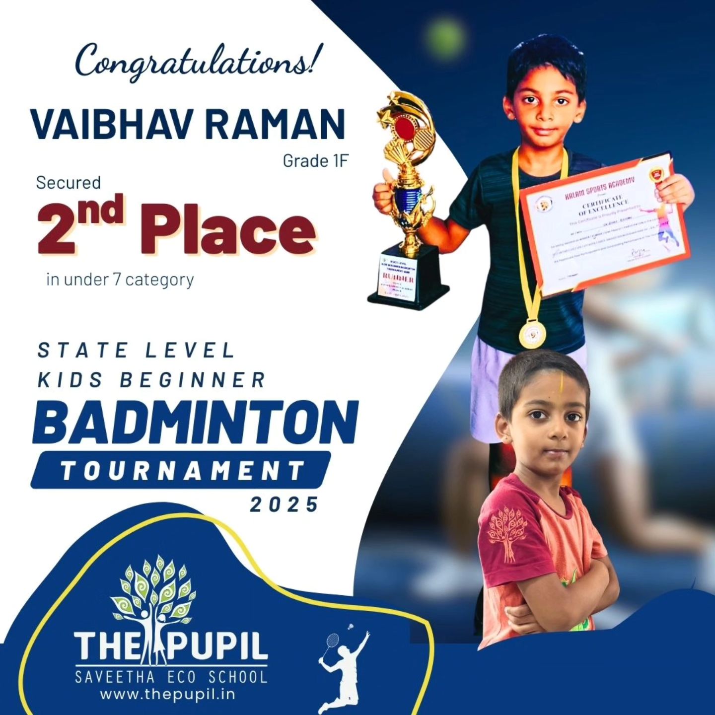 The Pupil - 🏸 Congratulations to V. Vaibhav Raman! 🏸 We are proud to ...