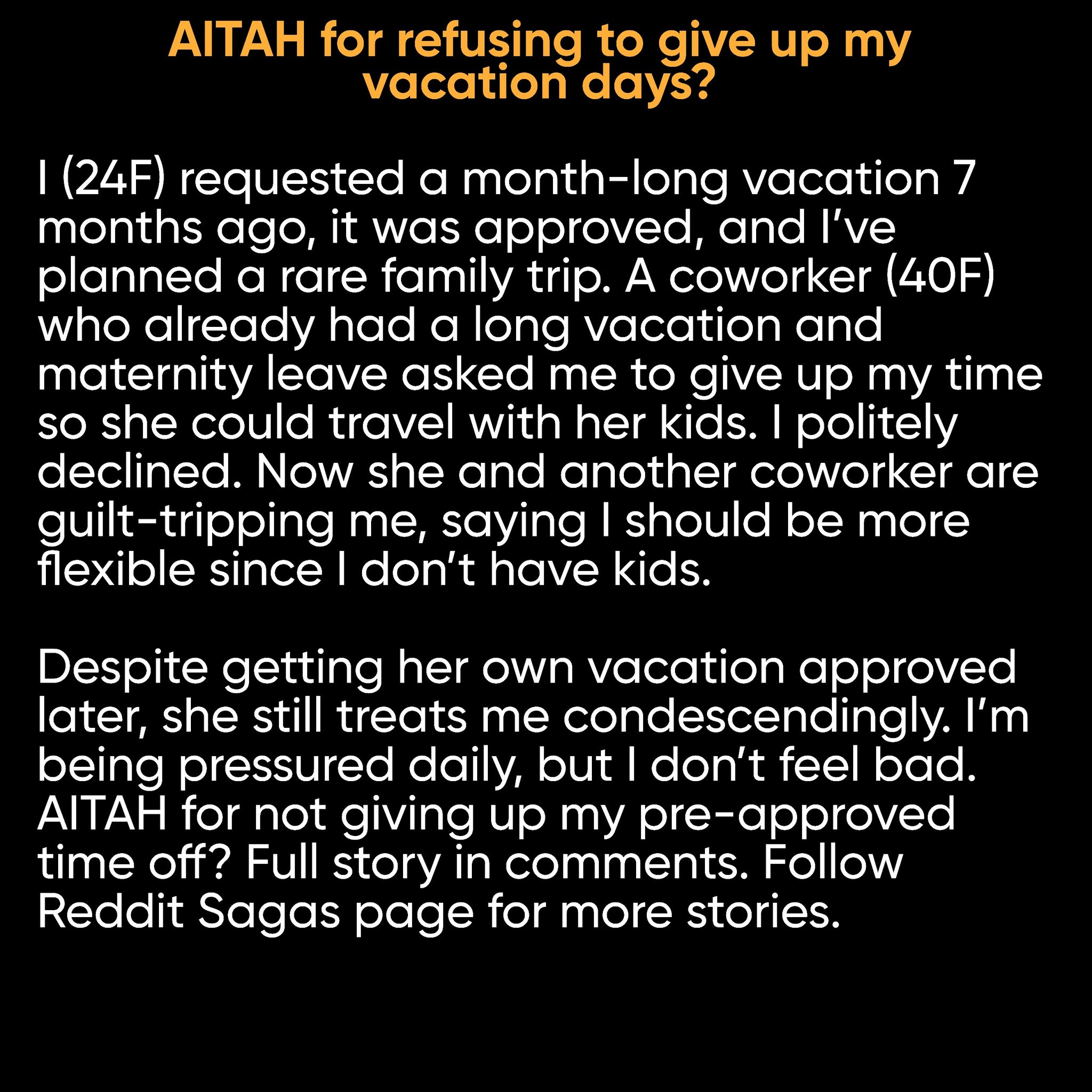 Reddit - AITAH for refusing to give up my vacation days? | Facebook