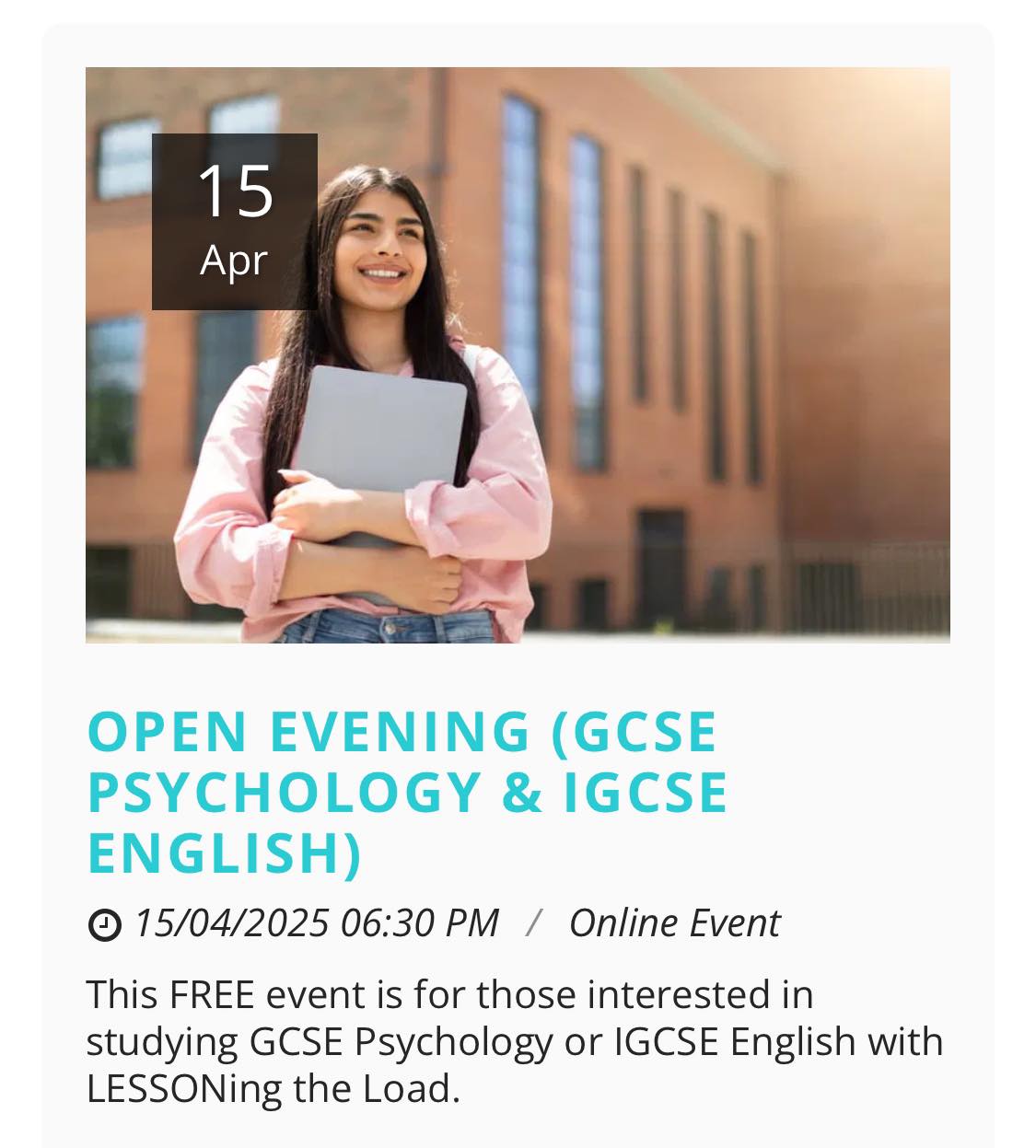 LESSONing - I'm excited to invite you to a FREE open evening for GCSE ...