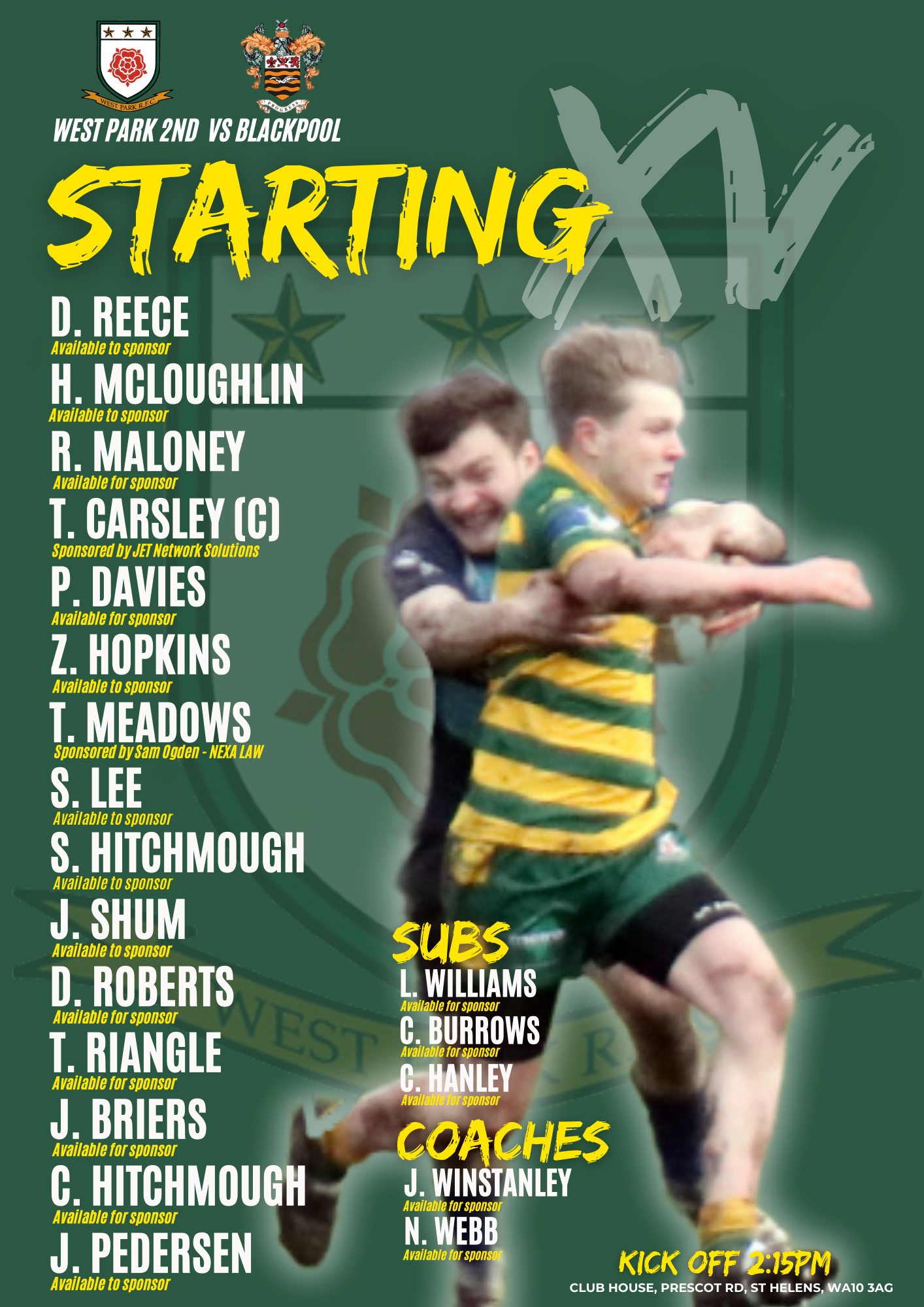 West Park RUFC - Winno has locked in his 2nd team squad to... | Facebook