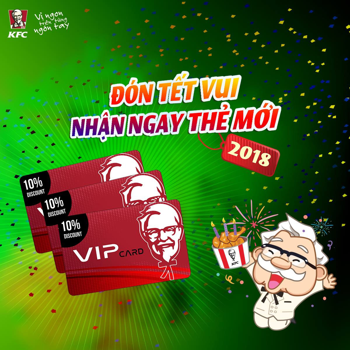 KFC - ĐỔI THẺ VIP, NHẬN ƯU ĐÃI CẢ NĂM CÙNG KFC Tin vui cho...