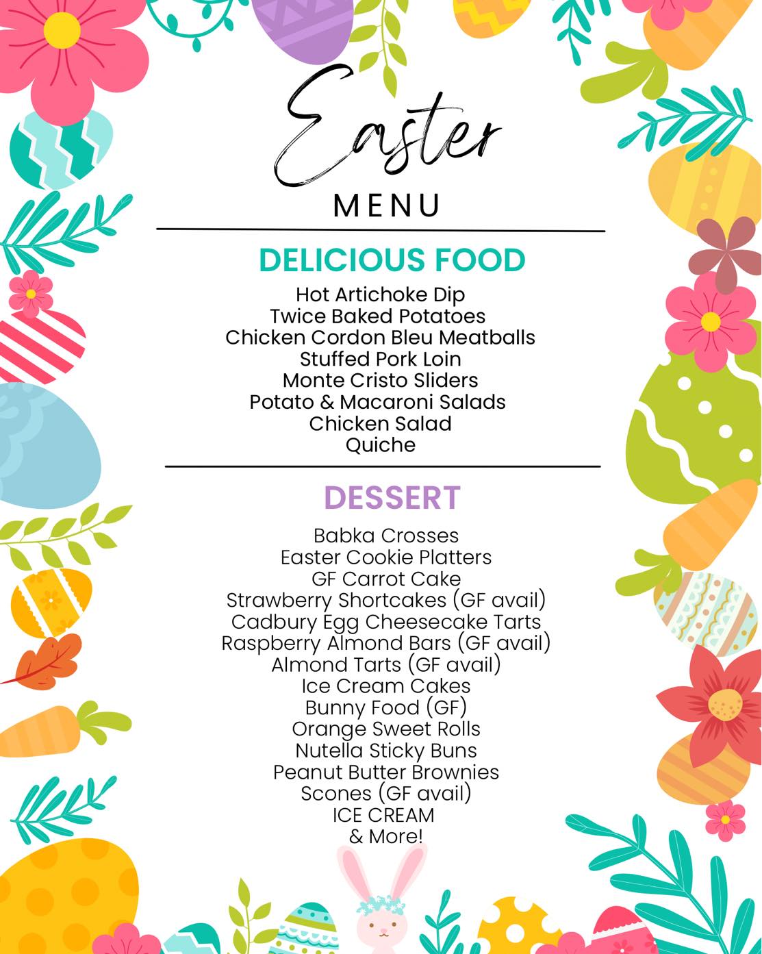 Andersen - Here is our Delicious Easter Food Menu!! First come first ...