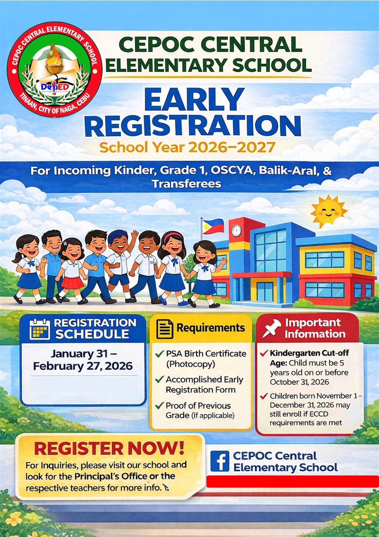 CEPOC - 📣 EARLY REGISTRATION NOW OPEN! 📣 for School Year 2026–2027 Good ...