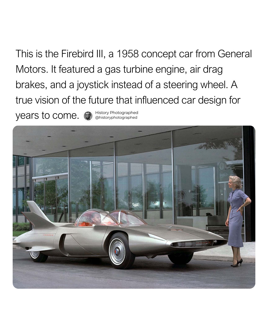 1958 General Motors Firebird III concept car. It was the third in