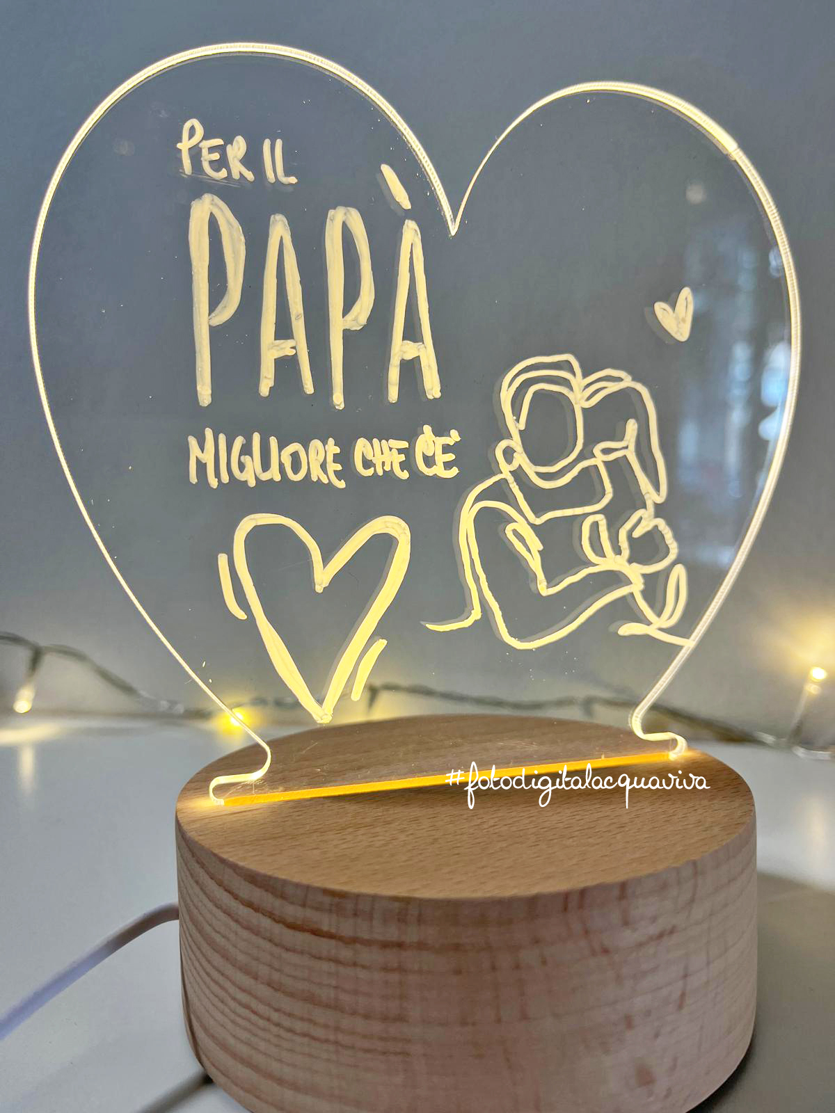 Lampada Da Comodino Con Lavagna LED - Luce Notturna 3D, 16 Colori, Scrittura Cancellabile, Telecomando, Legno E Acrilico