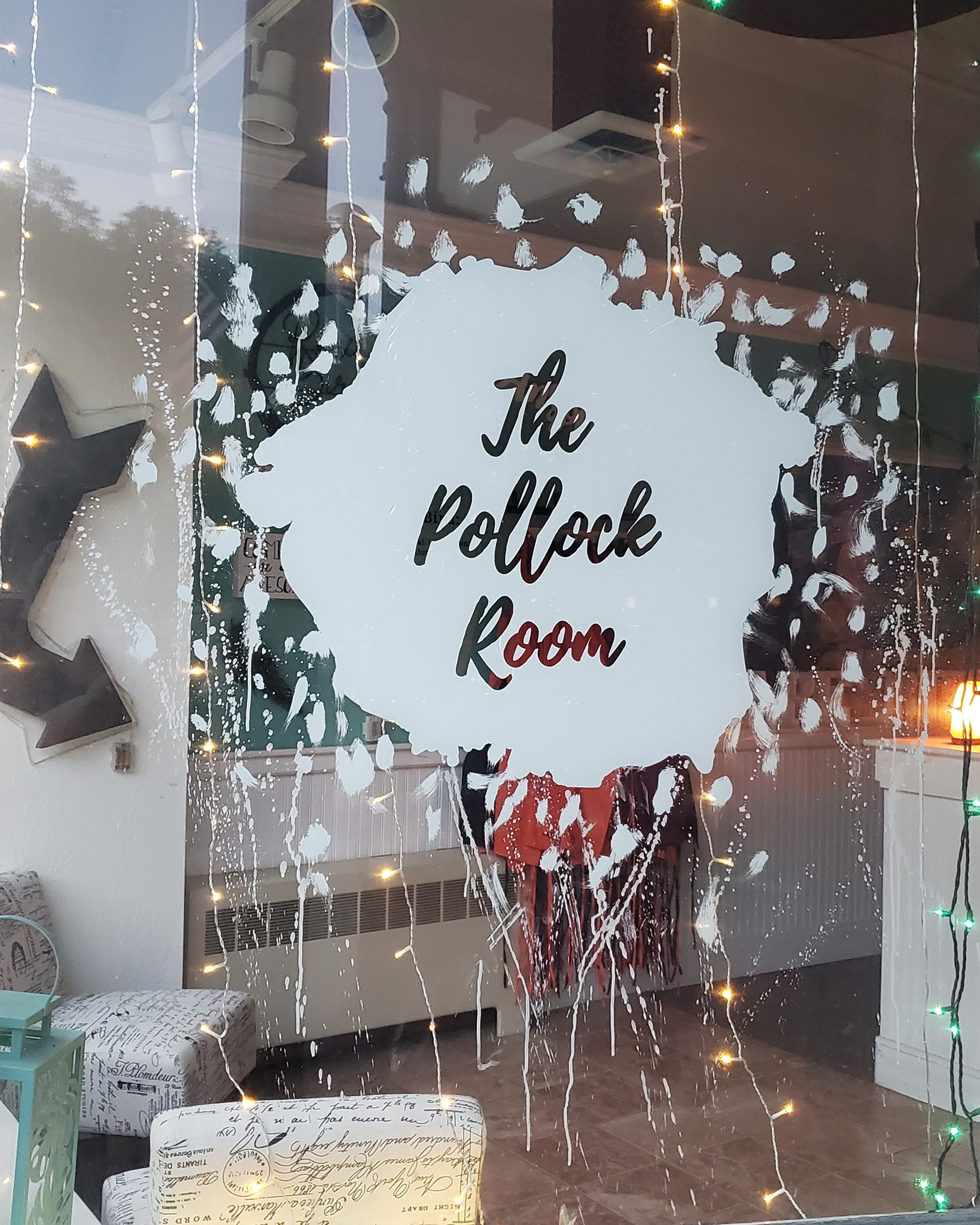 New window sign to show where the... - The Pollock Room