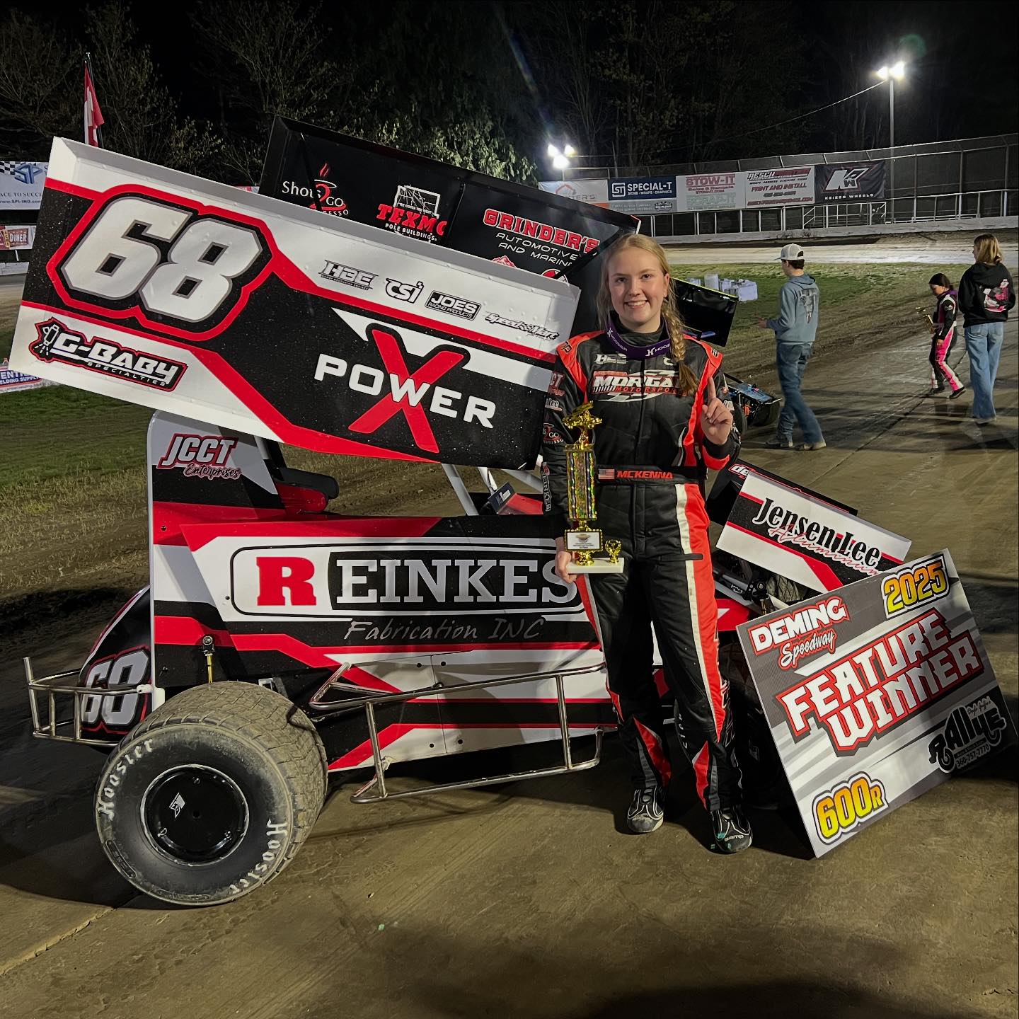 G.W. Egbert IV celebrates with family and crew in victory lane