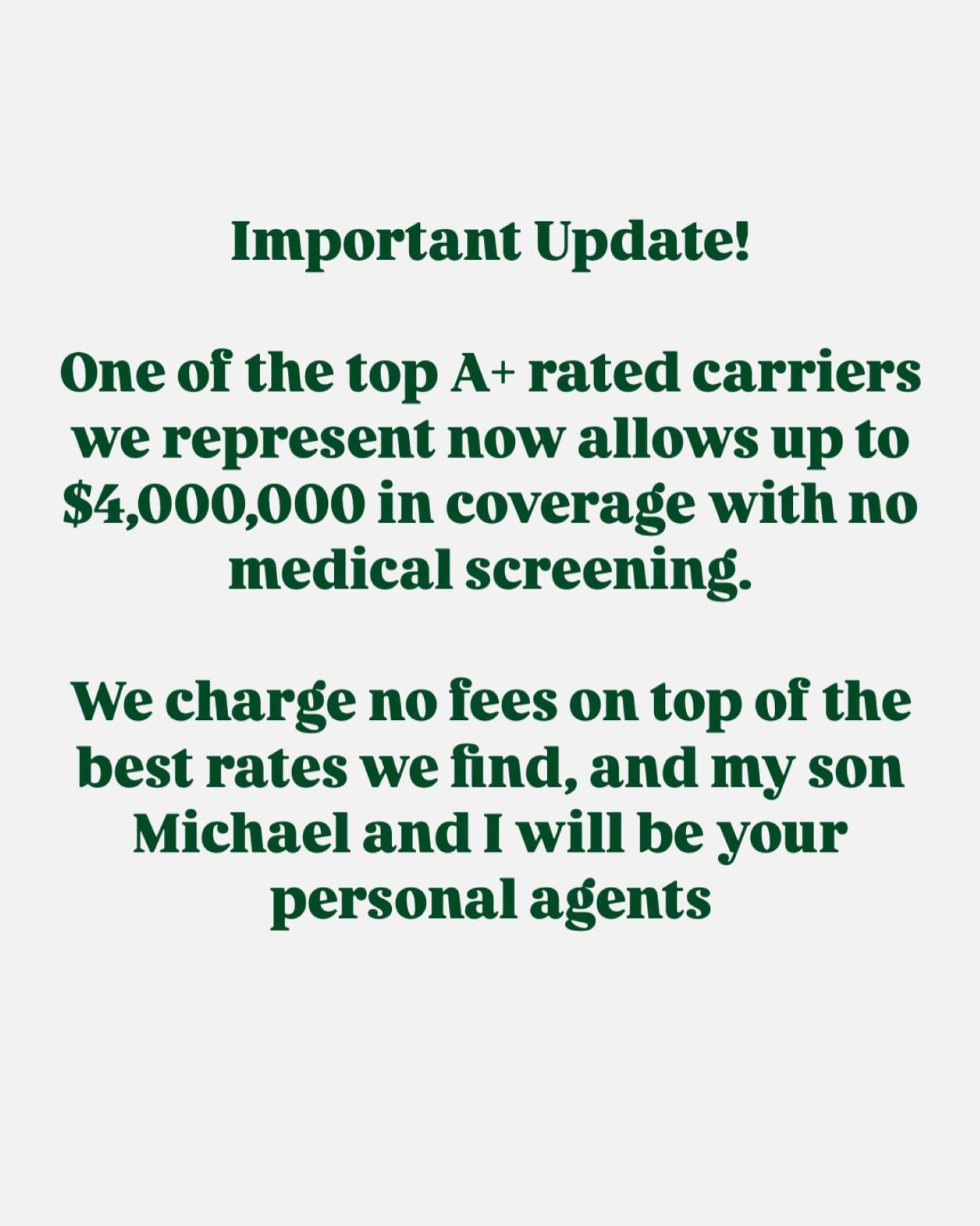 Vicki - We shop all major A rated carriers to make sure you get the ...