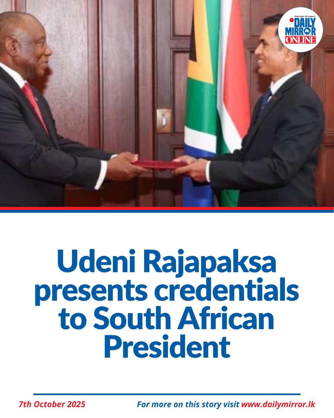 Daily Mirror - High Commissioner of Sri Lanka to South... | Facebook