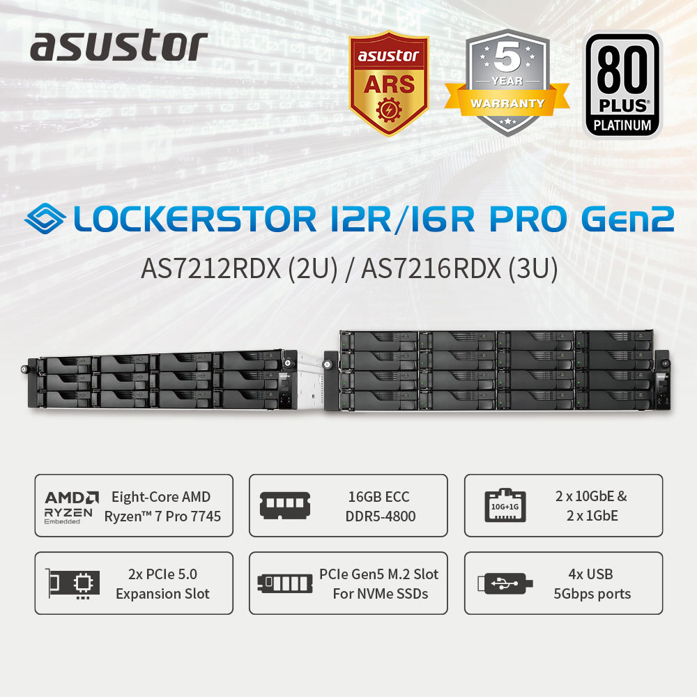 ASUSTOR - 🚀 華芸 AS72R 系列新機霸氣登場！ AS7212RDX & AS7216RDX 一次滿足「速度、擴充、安全」3️⃣大 ...
