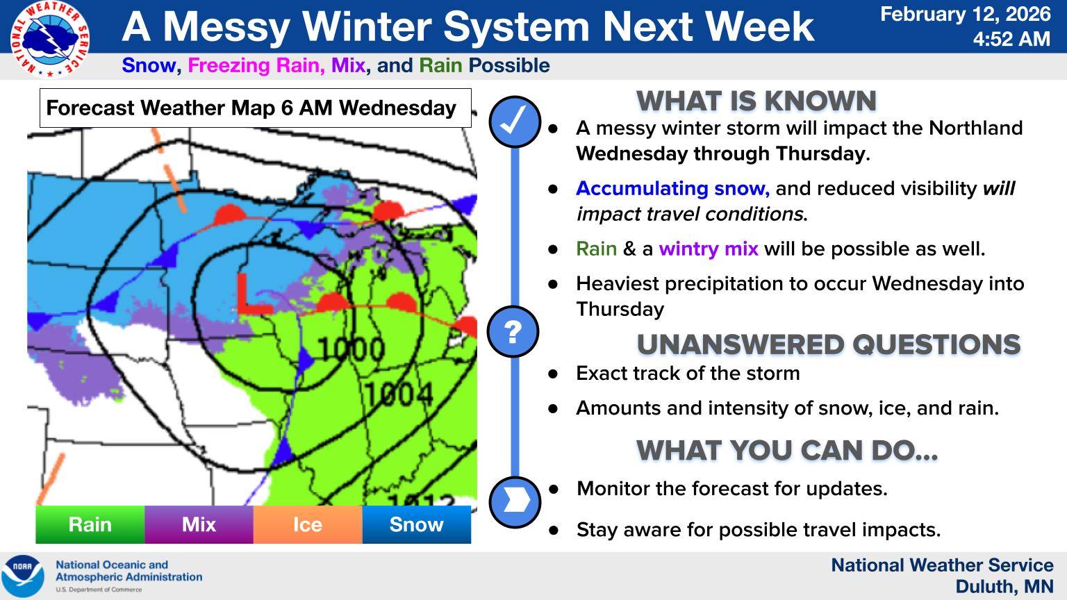 US - A messy winter system is expected to impact the Northland for the ...